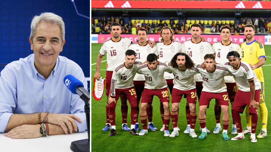 Manolo Lama y once de la Selección