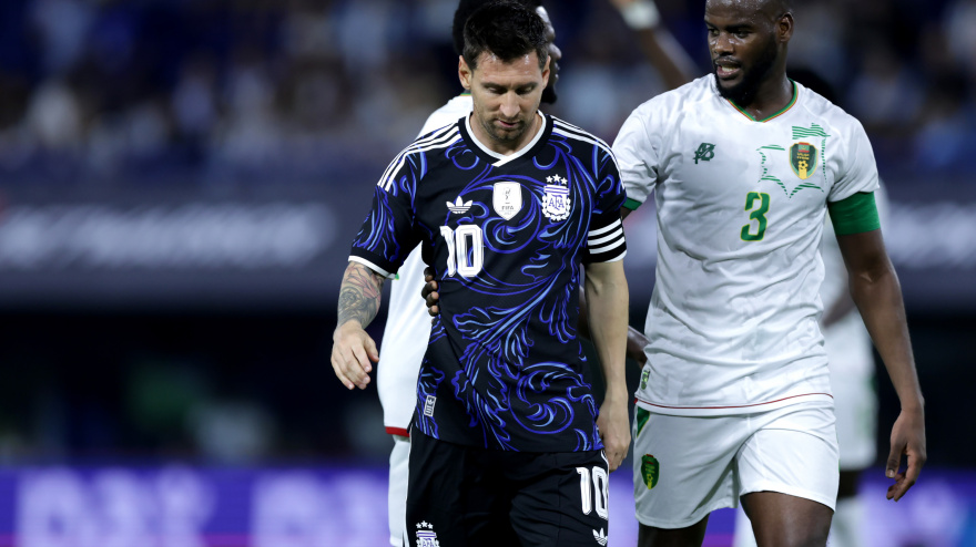 Messi, durante el Argentina-Mauritania
