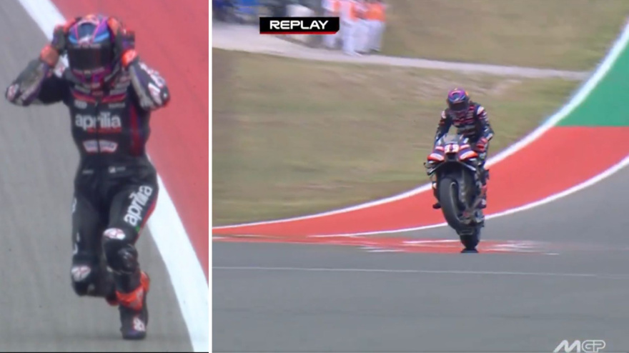 La caída de Jorge Martín tras ganar la carrera Sprint