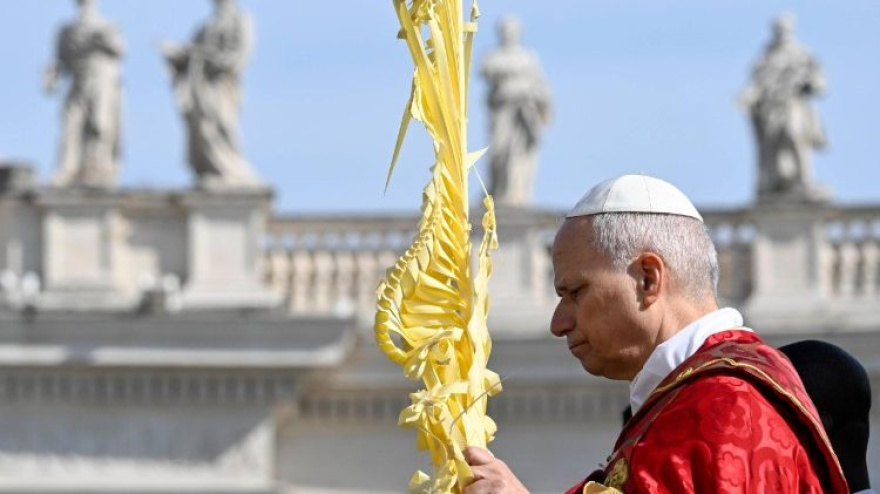 León XIV con una palma