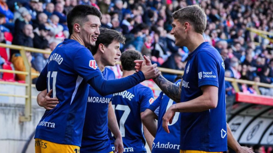 Los jugadores del Andorra celebrando un gol contra la Cultural