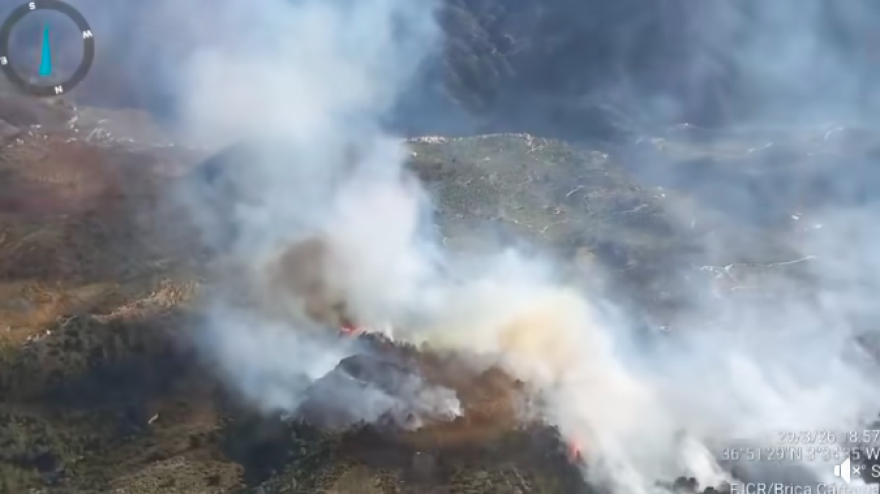 Estabilizan el incendio de Los Guájares avivado por el fuerte viento