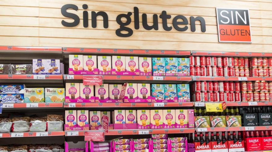 Productos sin gluten en un supermercado