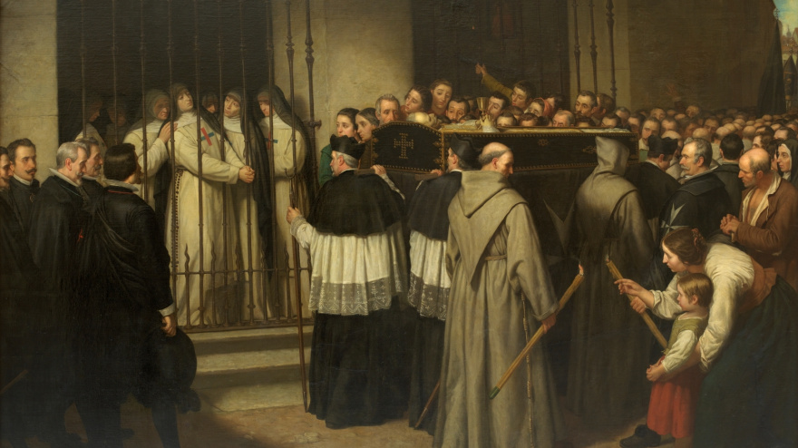 Sor Marcela de San Félix, monja de las Trinitarias Descalzas de Madrid, viendo pasar el entierro de Lope de Vega, su padre