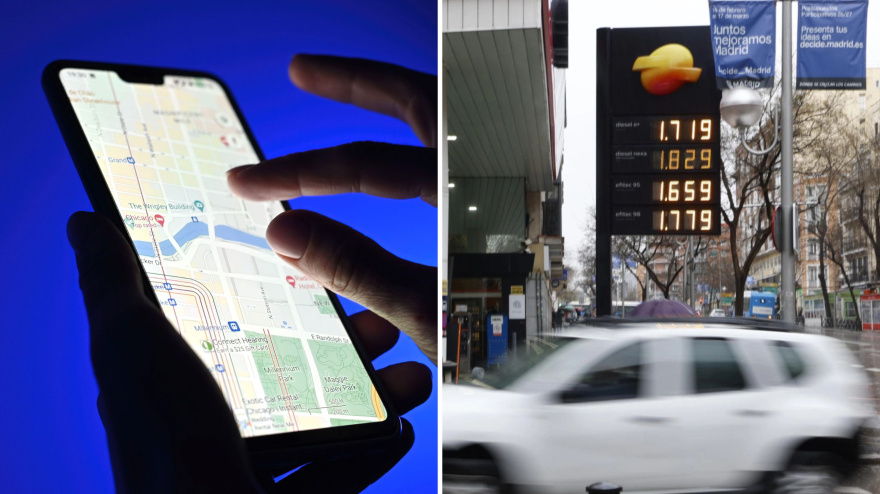 Imagen de Google Maps y los precios de una gasolinera