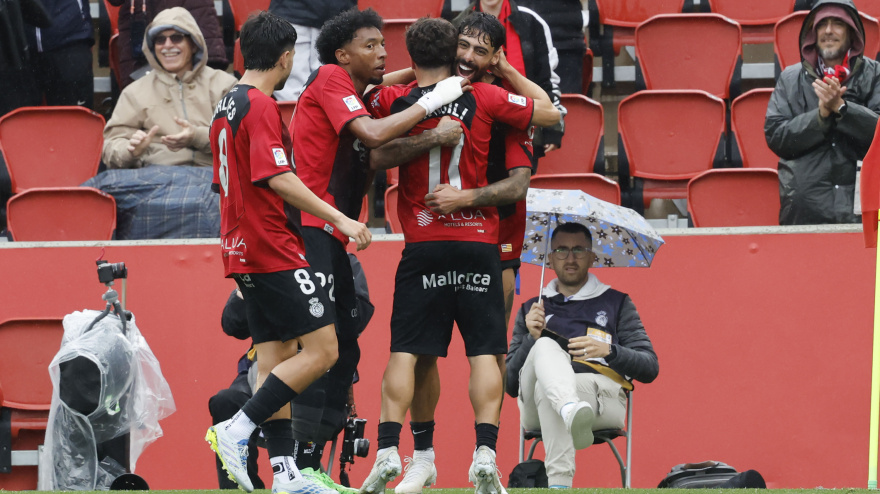 Jan Virgili celebra su gol en el Mallorca - Rayo
