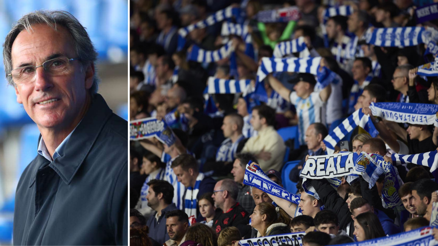 Bixio Gorriz y afición de la Real Sociedad