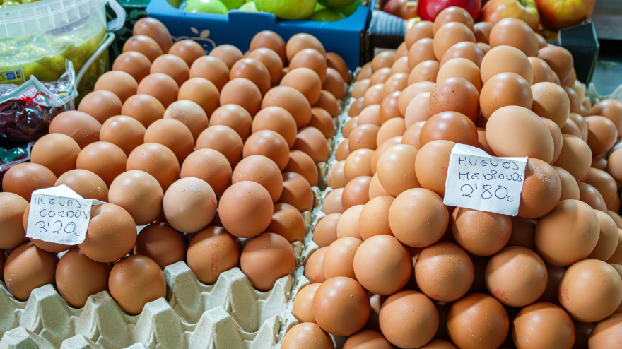Venta de huevos en el Mercado Municipal El Carmen, Málaga