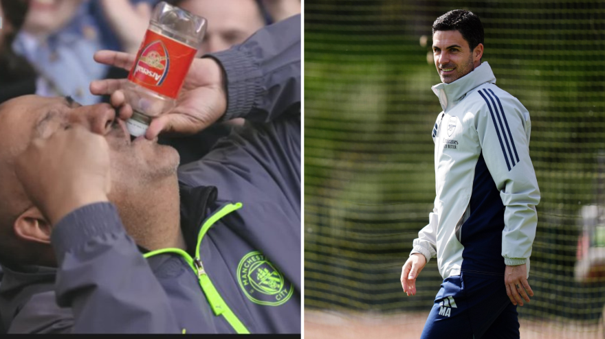 Arteta y el vacile del aficionado del City con la botella del Arsenal