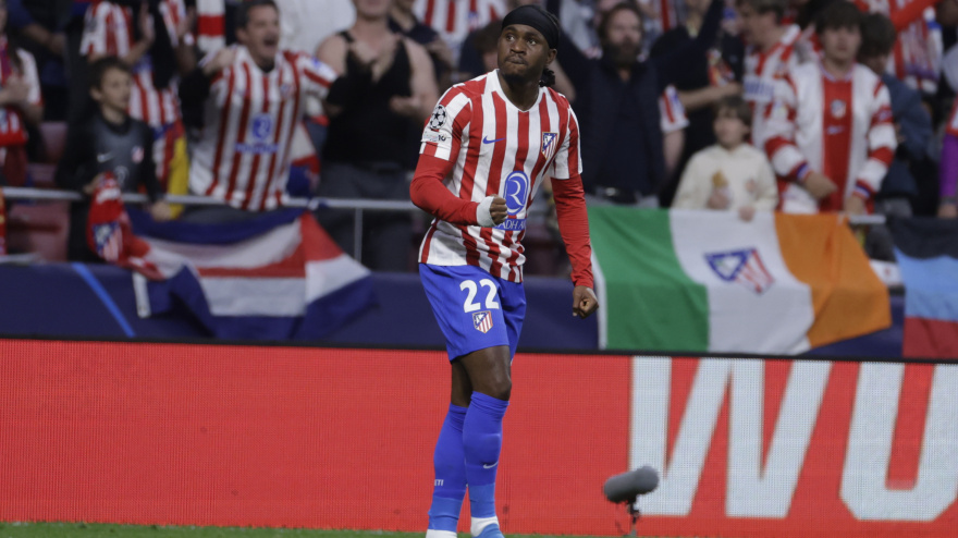 Lookman celebra su gol el en el Atletico - Barcelona, vuelta de cuartos de final de la Champions