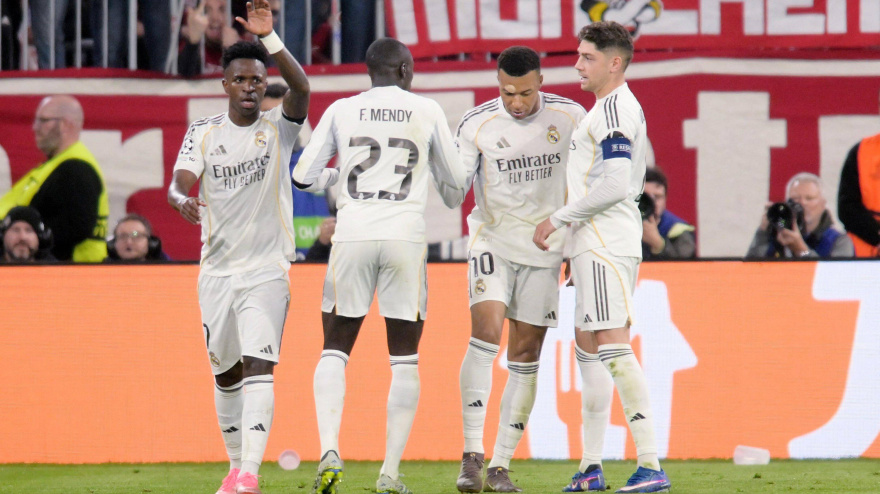 Los jugadores del Real Madrid celebran uno de los goles ante el Bayern