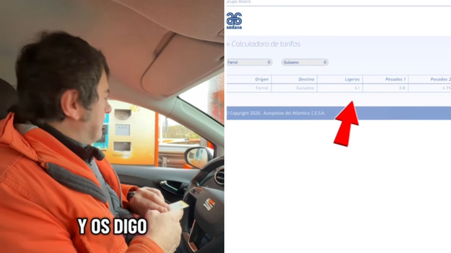 Un conductor muestra el recibo del peaje