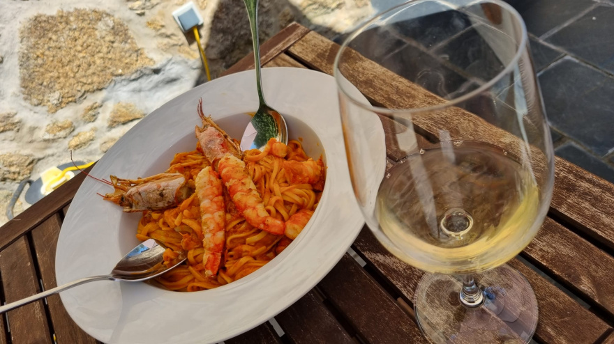 Tallarines con gambas