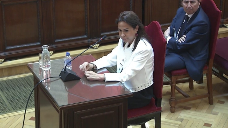 La expresidenta de Adif Isabel Pardo de Vera, durante su declaración como testigo en el Tribunal Supremo en el juicio de las mascarillas, en Madrid (España).