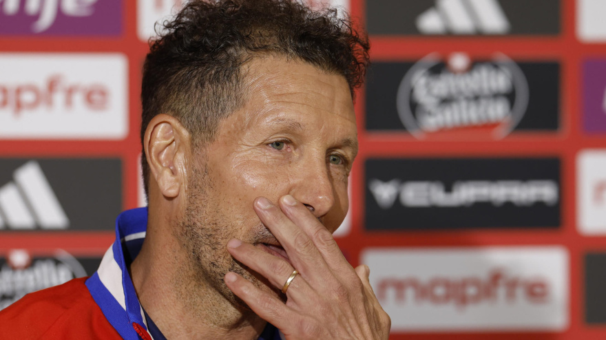 Simeone durante la rueda de prensa previa a la final