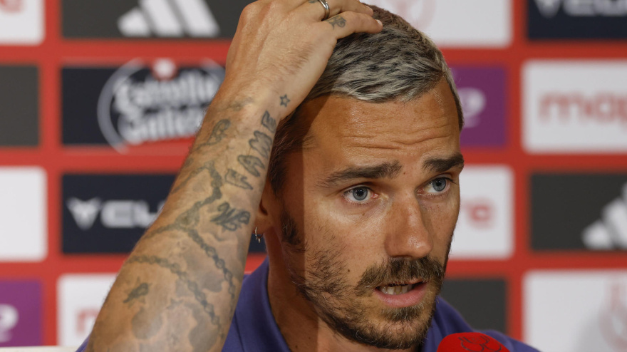 Antoine Griezmann en la rueda de prensa previa al Atlético - Real Sociedad, final de la Copa del Rey