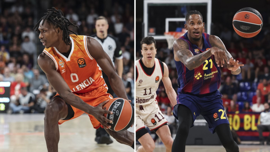 Badio (Valencia Basket) y Clyburn (FC Barcelona)