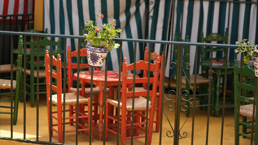 Casetas preparadas en la feria de Abril.