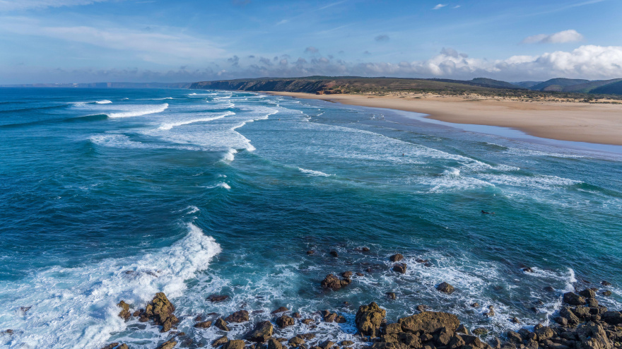 Vista del mar y la playa de Carrapateira (España)