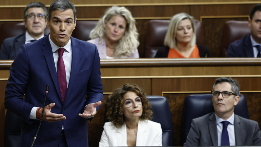 El jefe de Ejecutivo, Pedro Sánchez, interviene en la sesión de control al Gobierno celebrada este miércoles en el Congreso