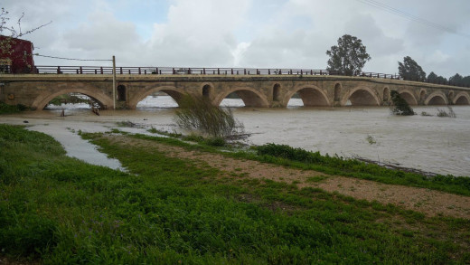 Puente de Cartuja con el Guadalete crecido 13-03-25