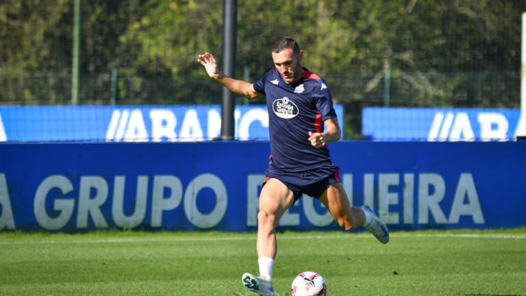 Lucas Pérez, en un entrenamiento