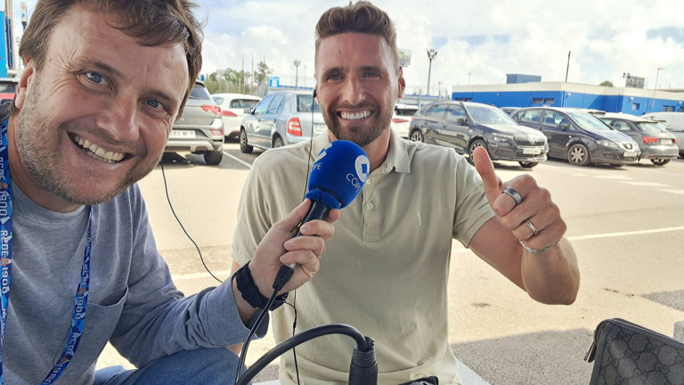 Quique Iglesias junto al capitán del Espanyol, Sergi Gómez