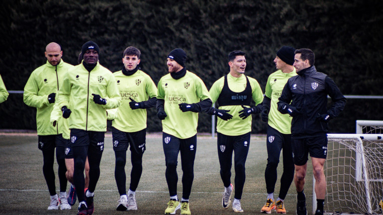 Imagen del entrenamiento del Huesca