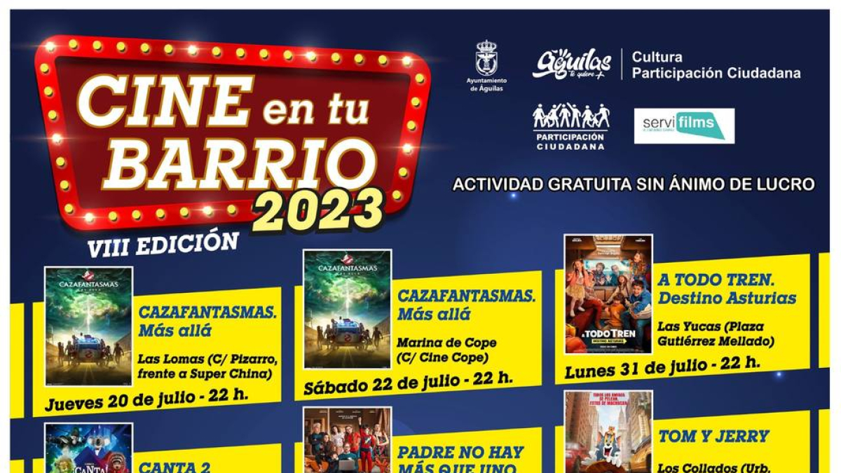 Águilas amplia la programación de "Cine en tu barrio"