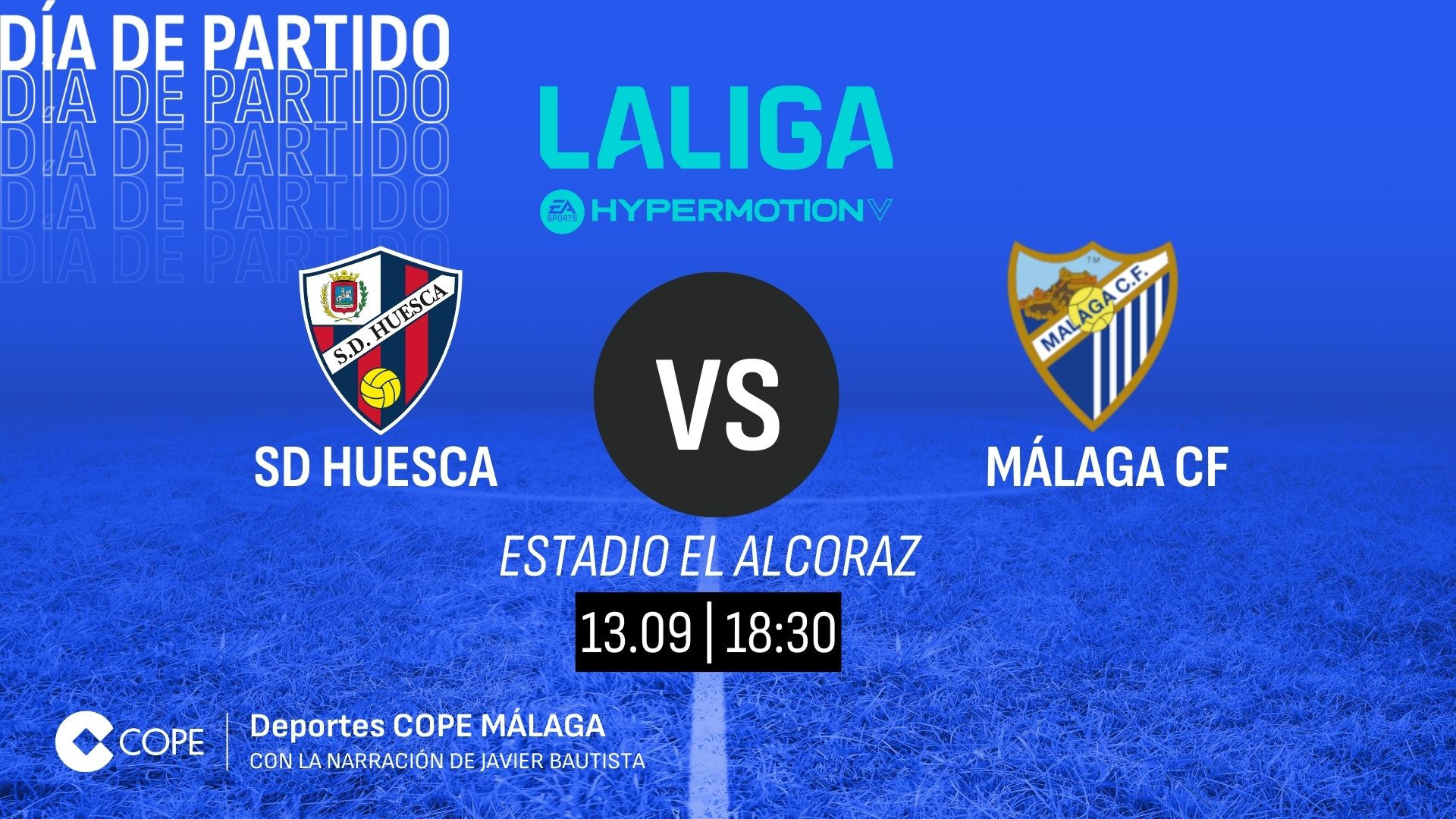 Horario y dónde ver y escuchar el Huesca-Málaga de esta tarde