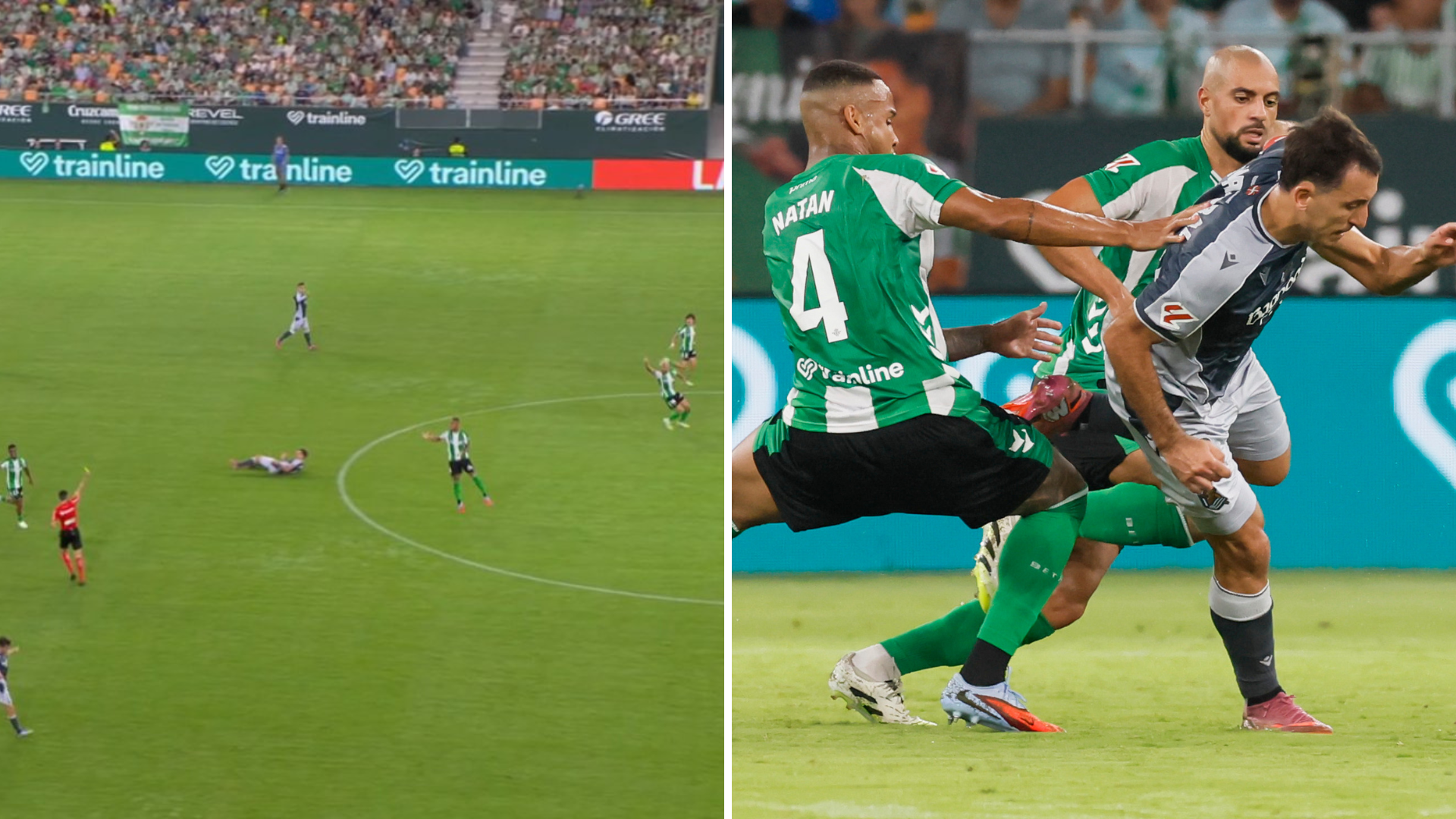 Confusión en el Betis-Real Sociedad por una tarjeta que podría haber acabado con la expulsión a Natan