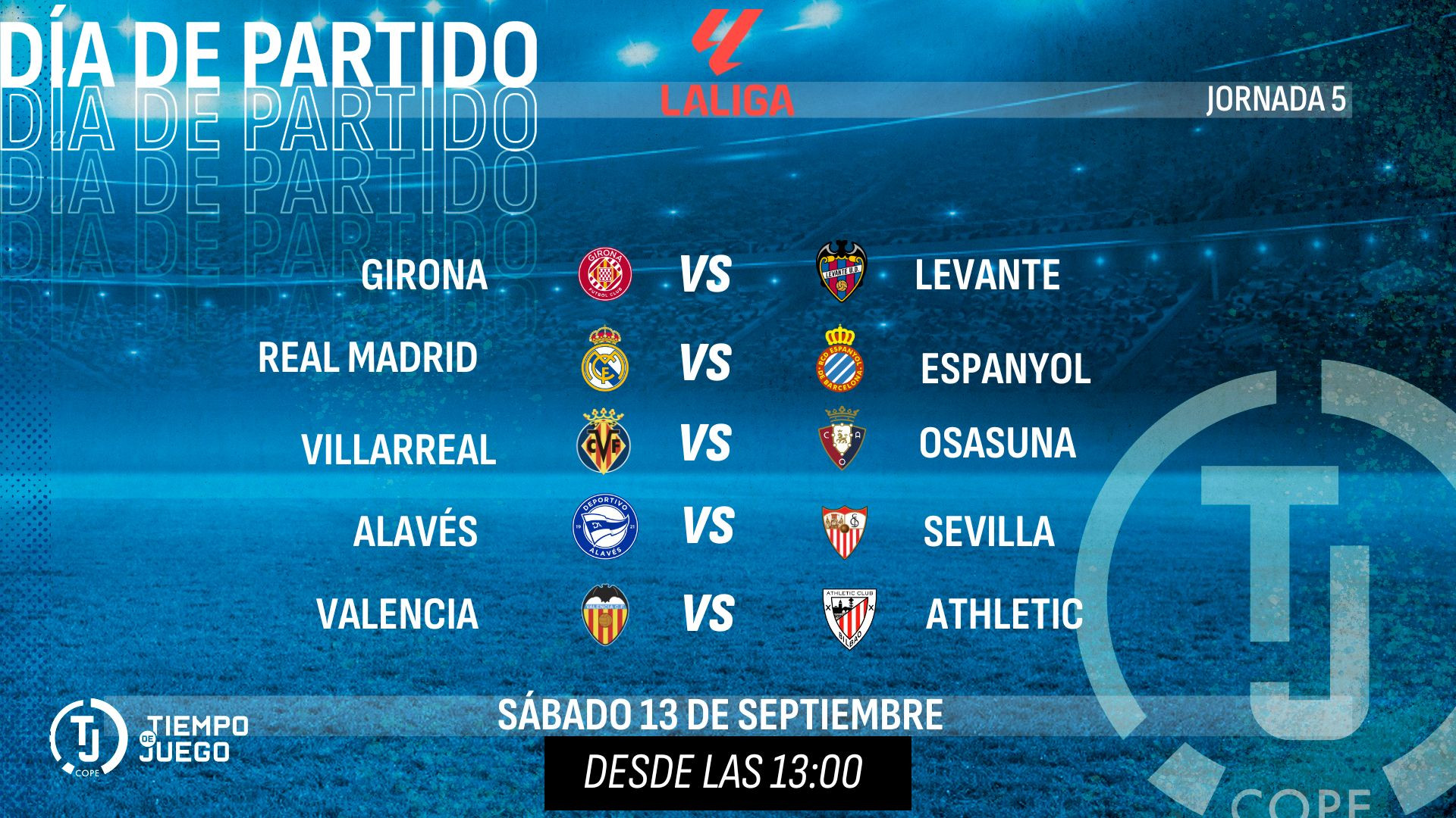 Sigue en directo Tiempo de Juego este sábado desde las 13:00h con el Real Madrid- Espanyol