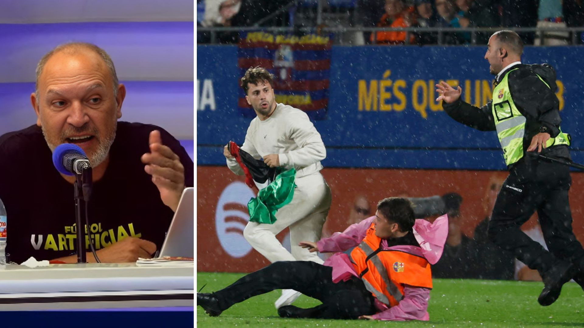Pedro Martín, comentarista arbitral de Tiempo de Juego, explica si el gol del Barcelona es legal tras la entrada de un espontáneo: "Si no molesta..."
