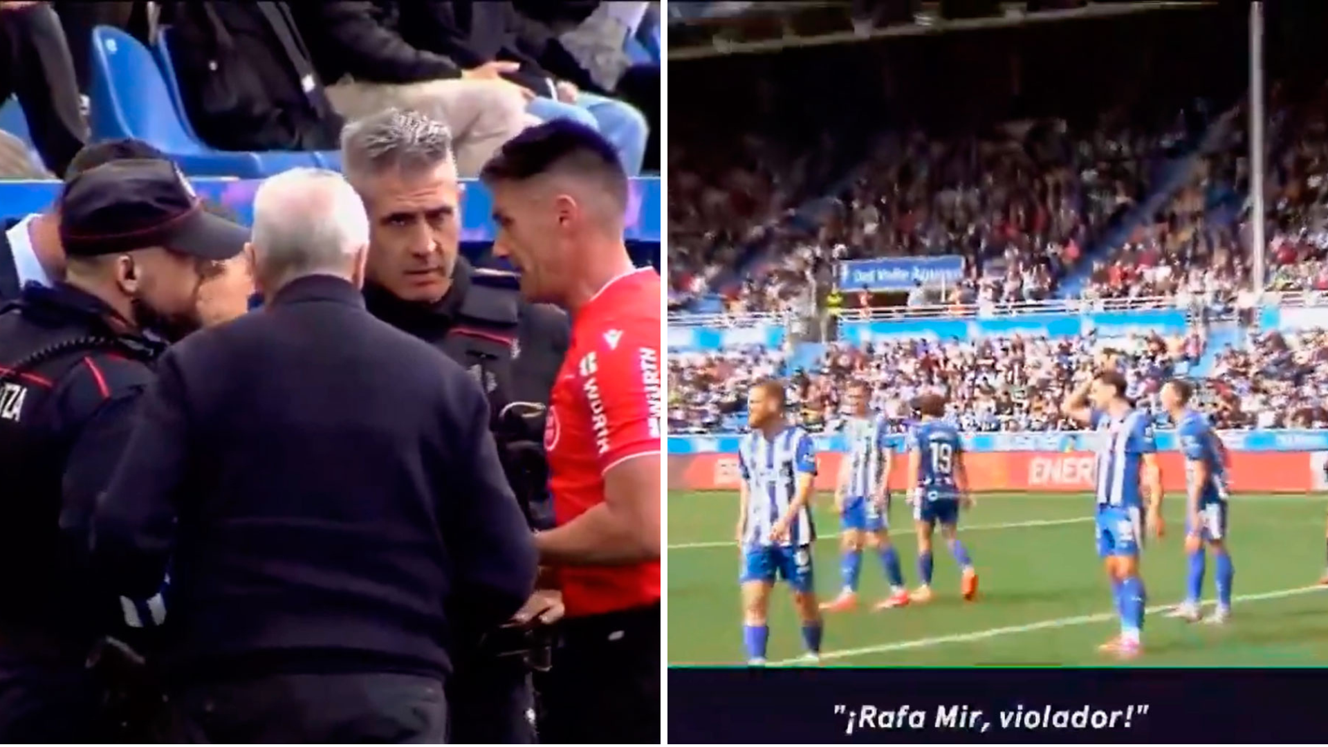 El Alavés-Elche estuvo detenido por gritos contra Rafa Mir: "Violador"