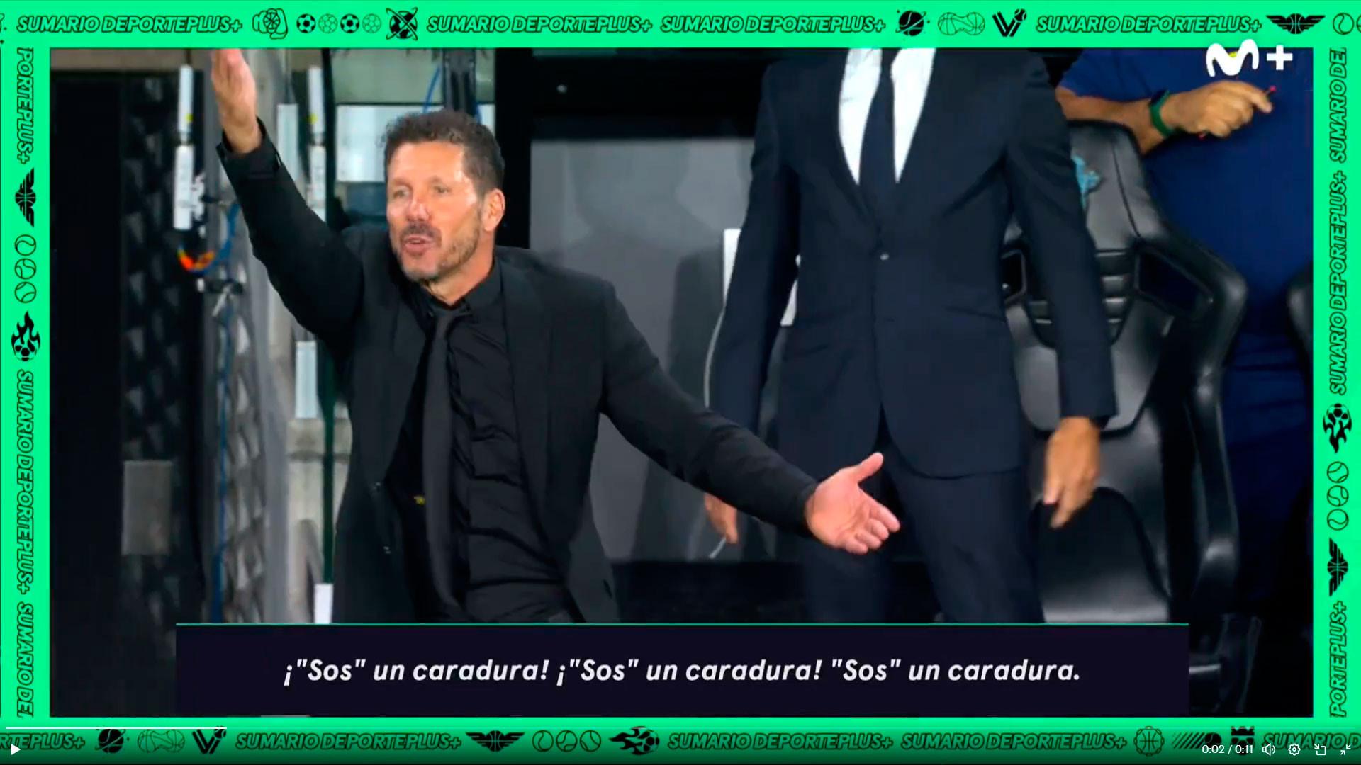 El enfado de Simeone con Soto Grado tras la expulsión a Lenglet en el Celta-Atlético: "Sos un caradura"