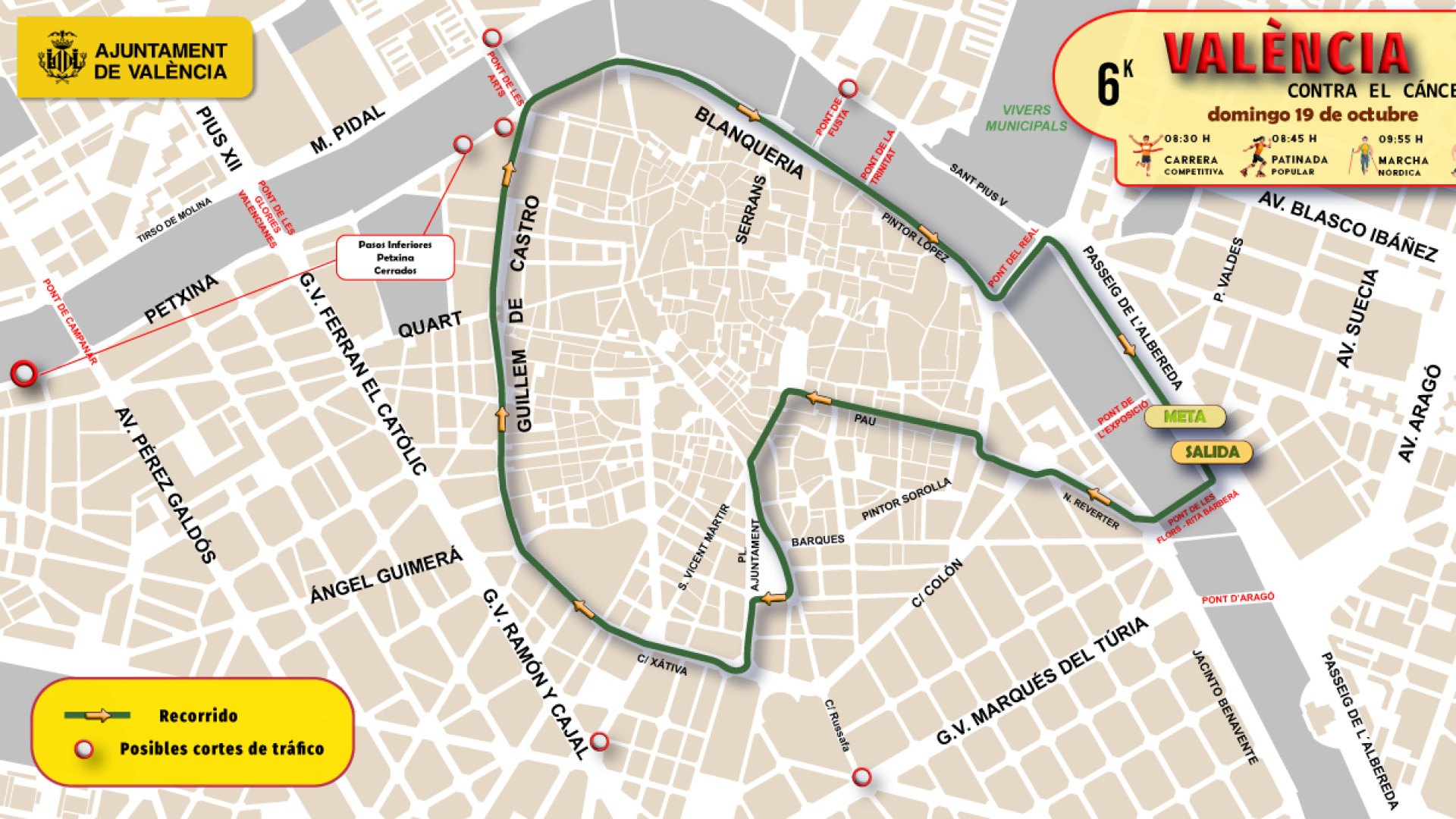 València Contra el Cáncer recorrerá el domingo el centro de la ciudad: estos son los desvíos de tráfico