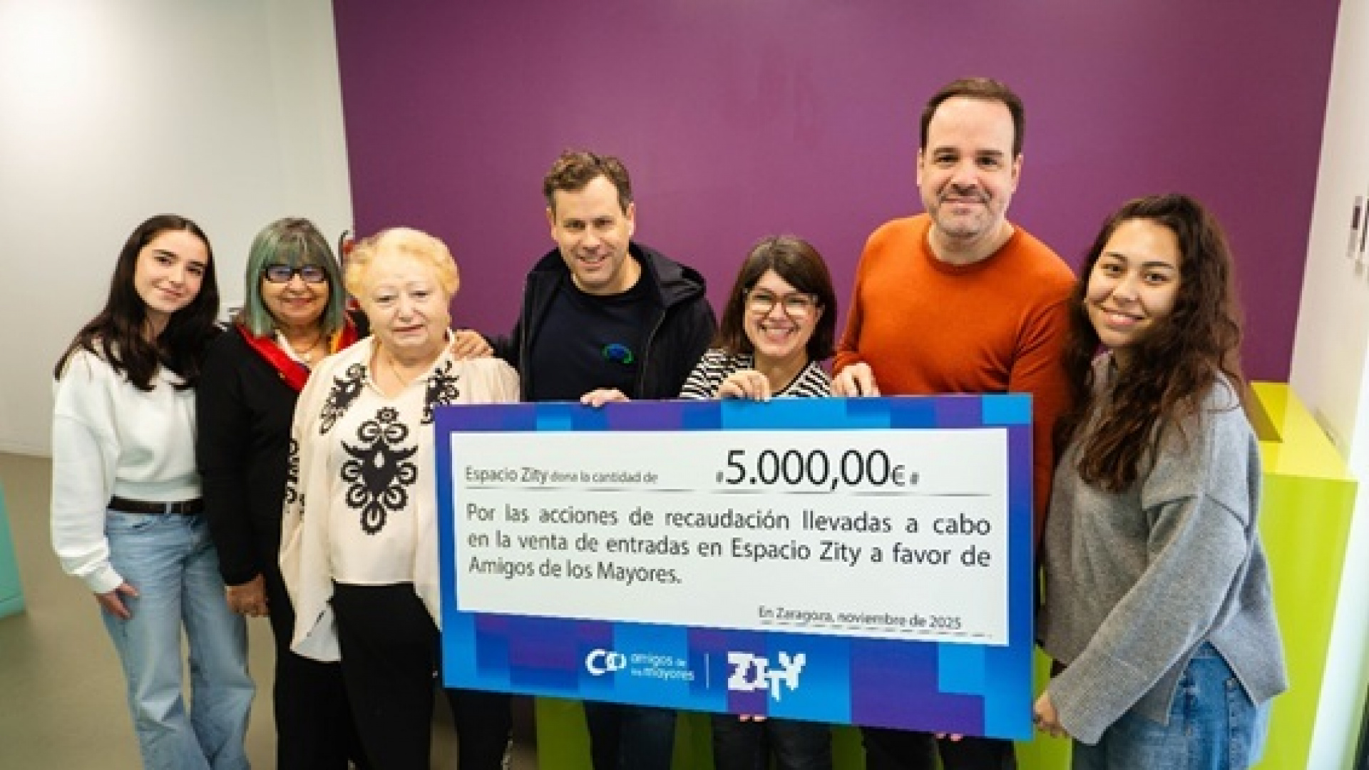 Espacio Zity dona 5.000 para combatir la soledad no deseada