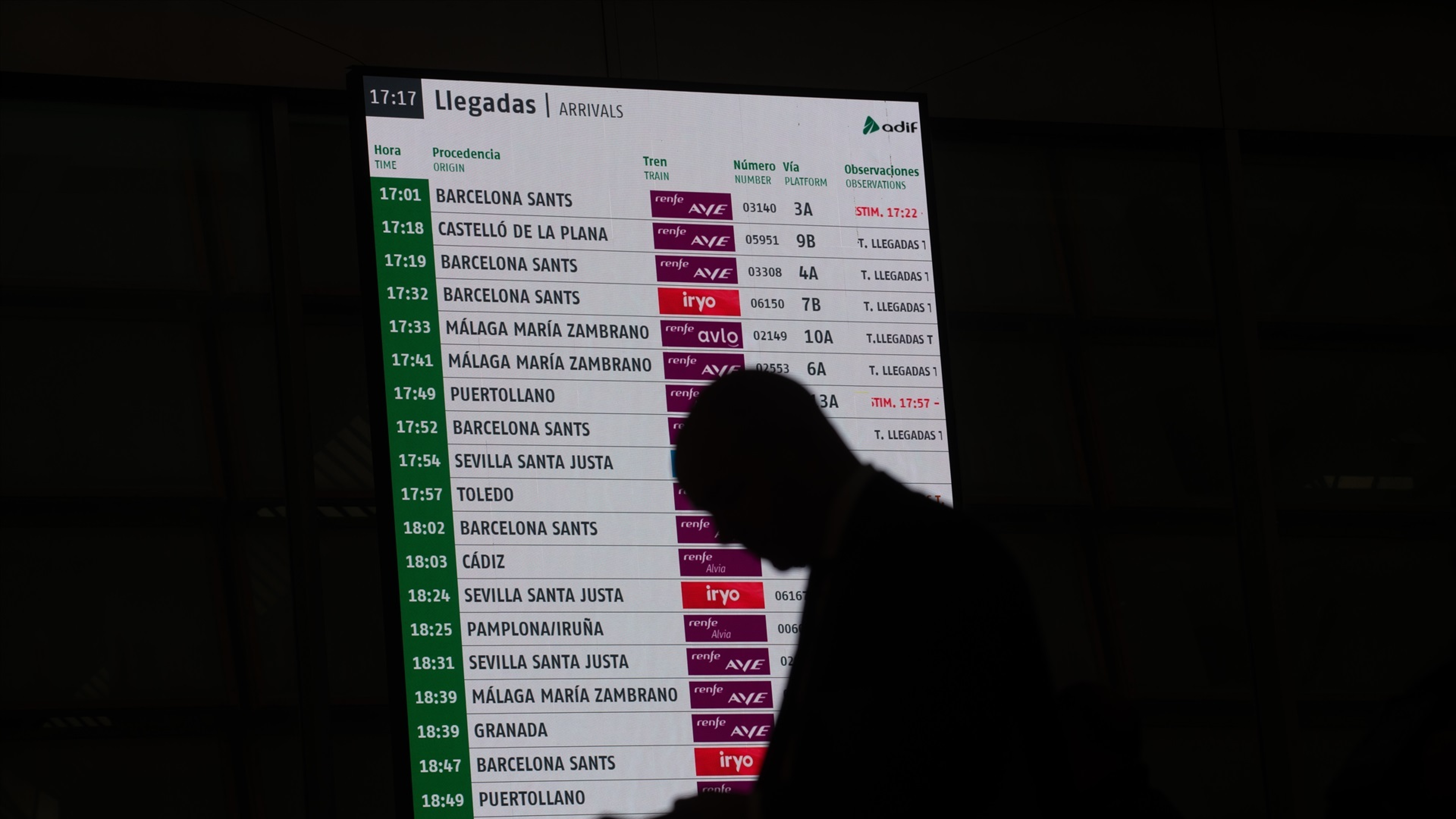 Retrasos en el AVE Madrid-Barcelona por plásticos en la catenaria