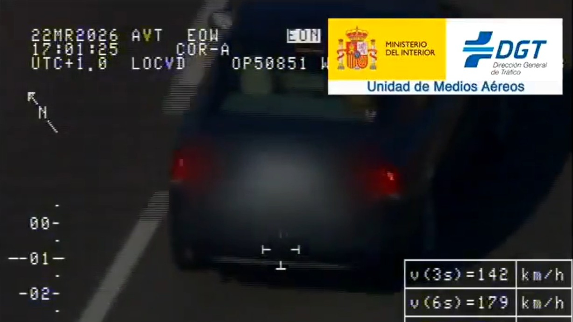 VÍDEO: La DGT detecta en Palencia a un vehículo circulando a 201 km/h en una carretera limitada a 90 km/h