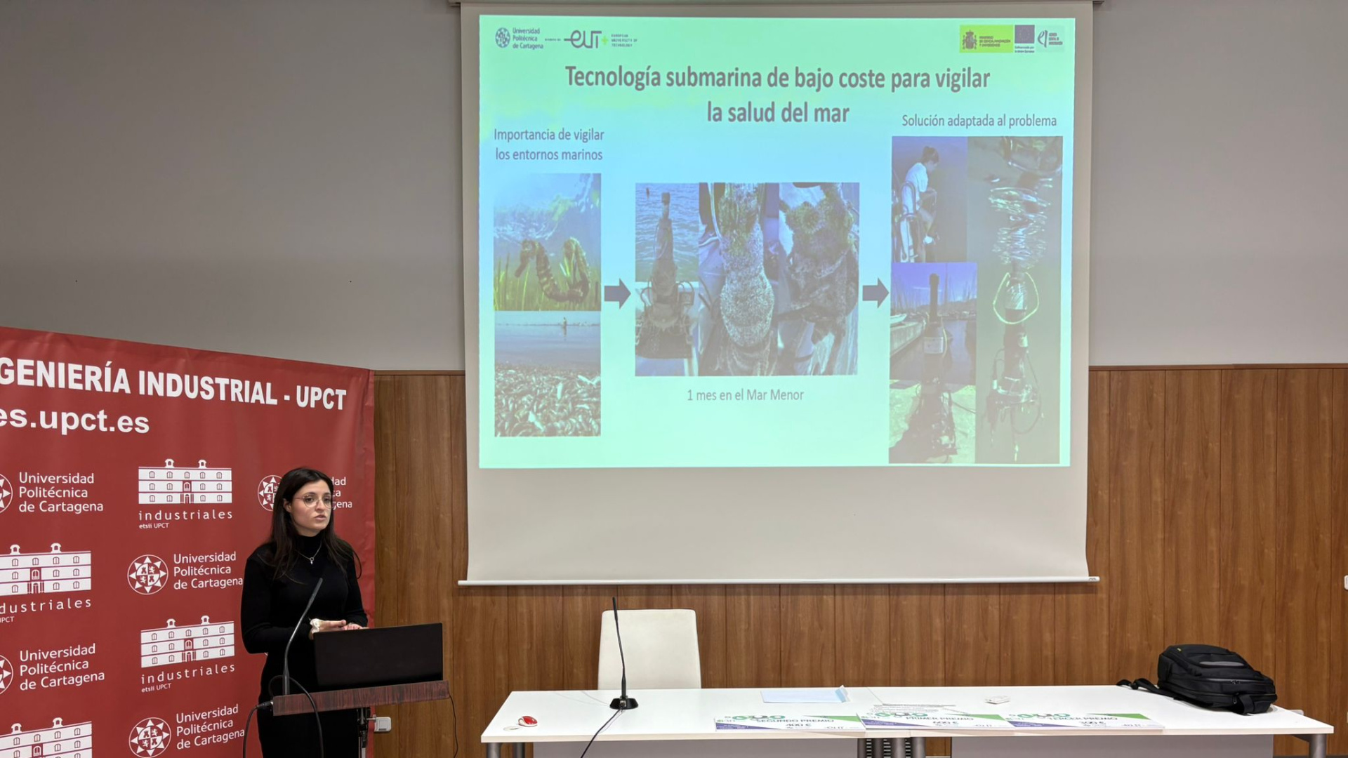 La tecnología de bajo coste que vigila la salud del Mar Menor gana el concurso 'Tesis en 3 minutos' de la Politécnica