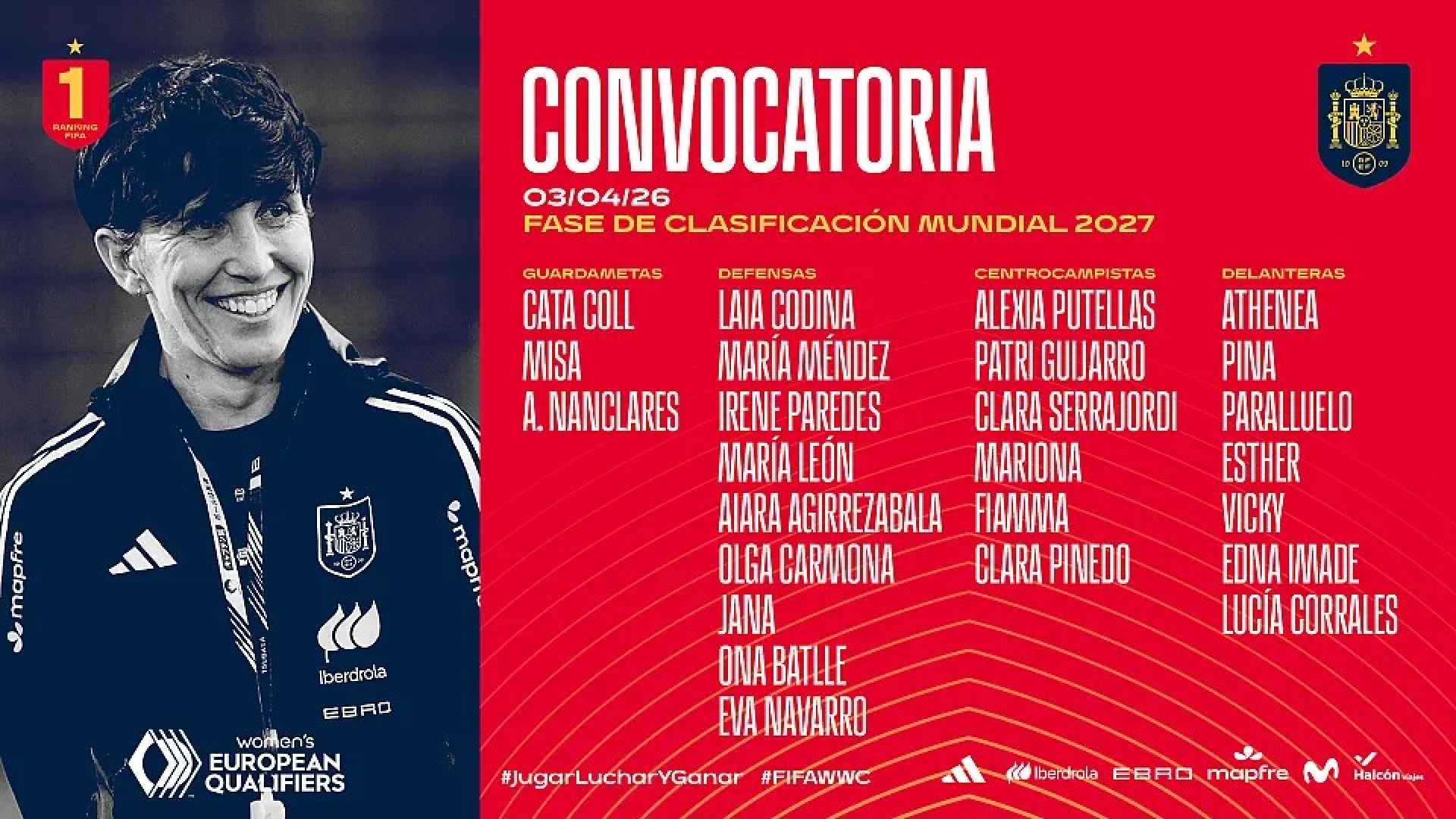 Sonia Bermúdez da la alternativa a Clara Pinedo y recupera a cuatro veteranas para llevar a España al Mundial