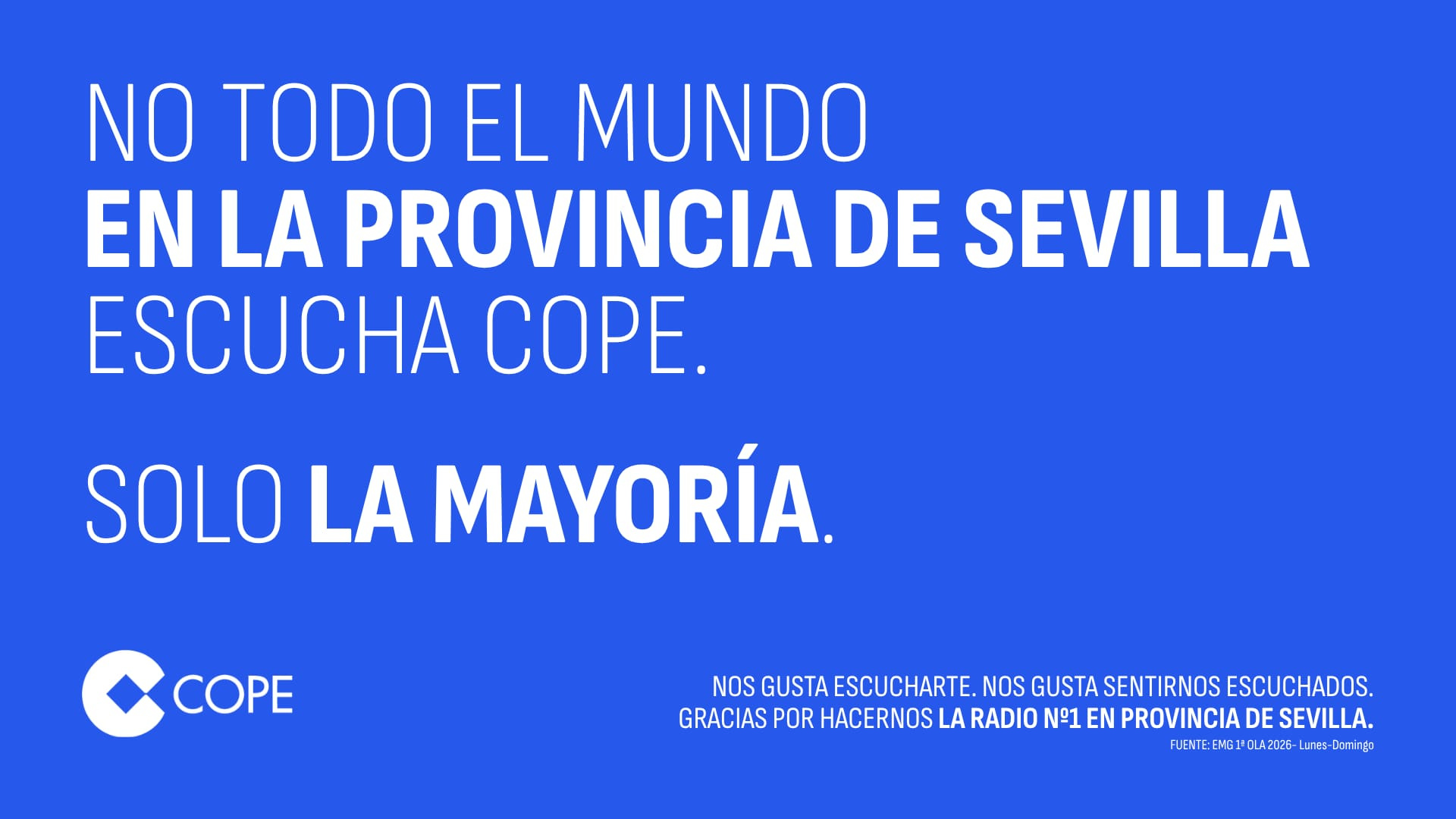 COPE Sevilla es la emisora más escuchada de nuestra provincia con 244.000 oyentes