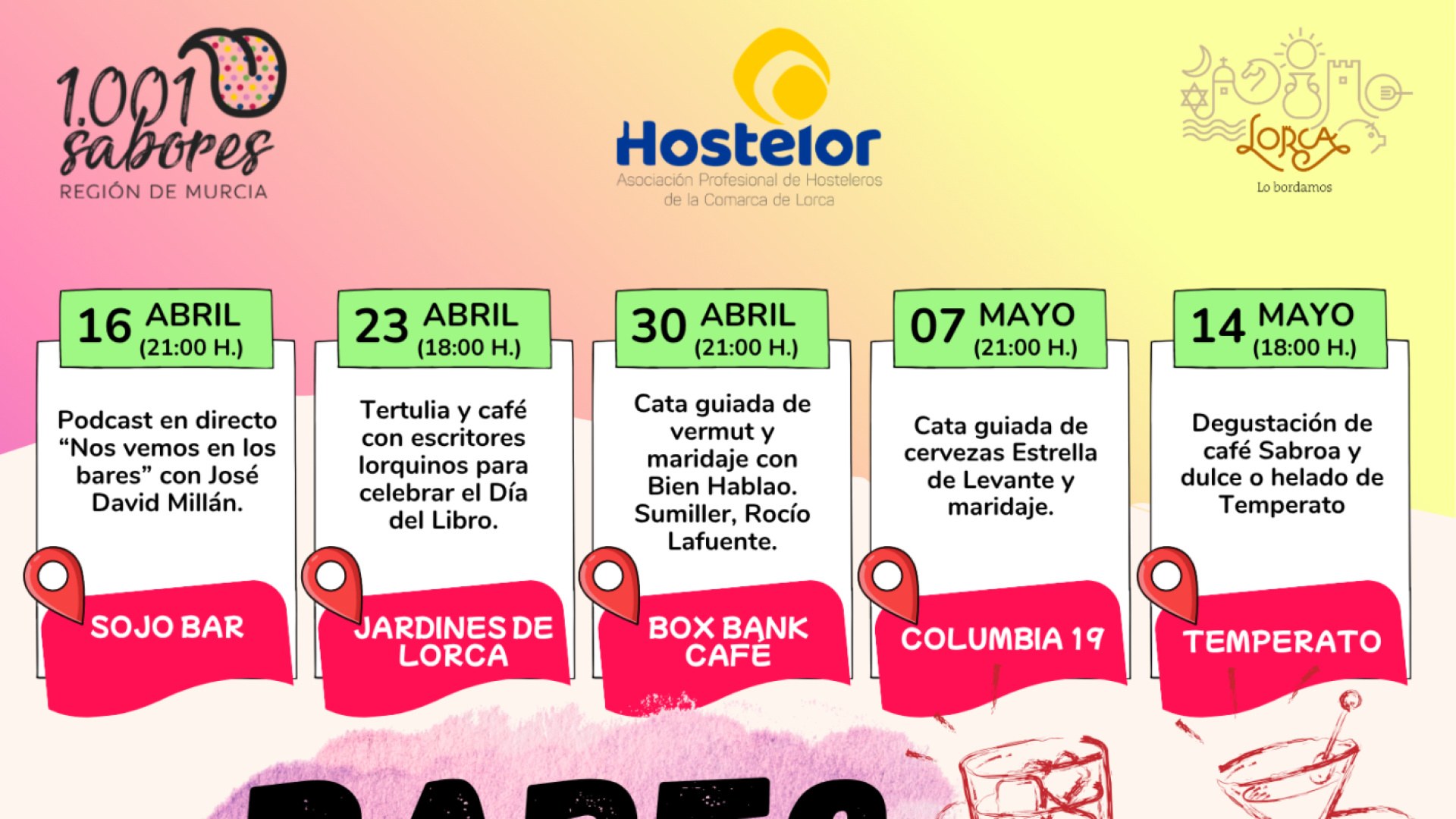 Lorca se llena de vida los jueves: catas, tertulias y monólogos en los bares