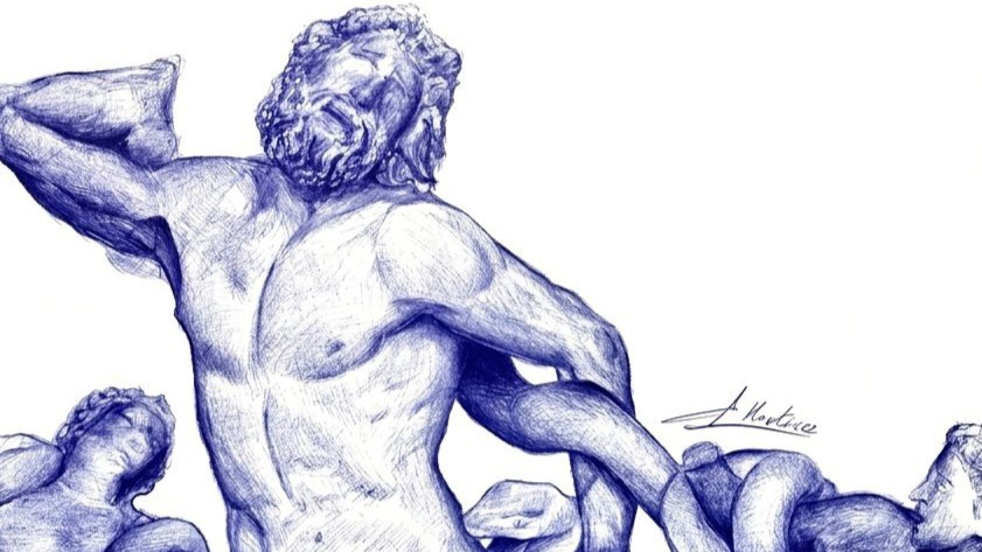 El arte que nace en clase: los ratos libres en el aula y un boli BIC, las bases de una exposición sobre mitología