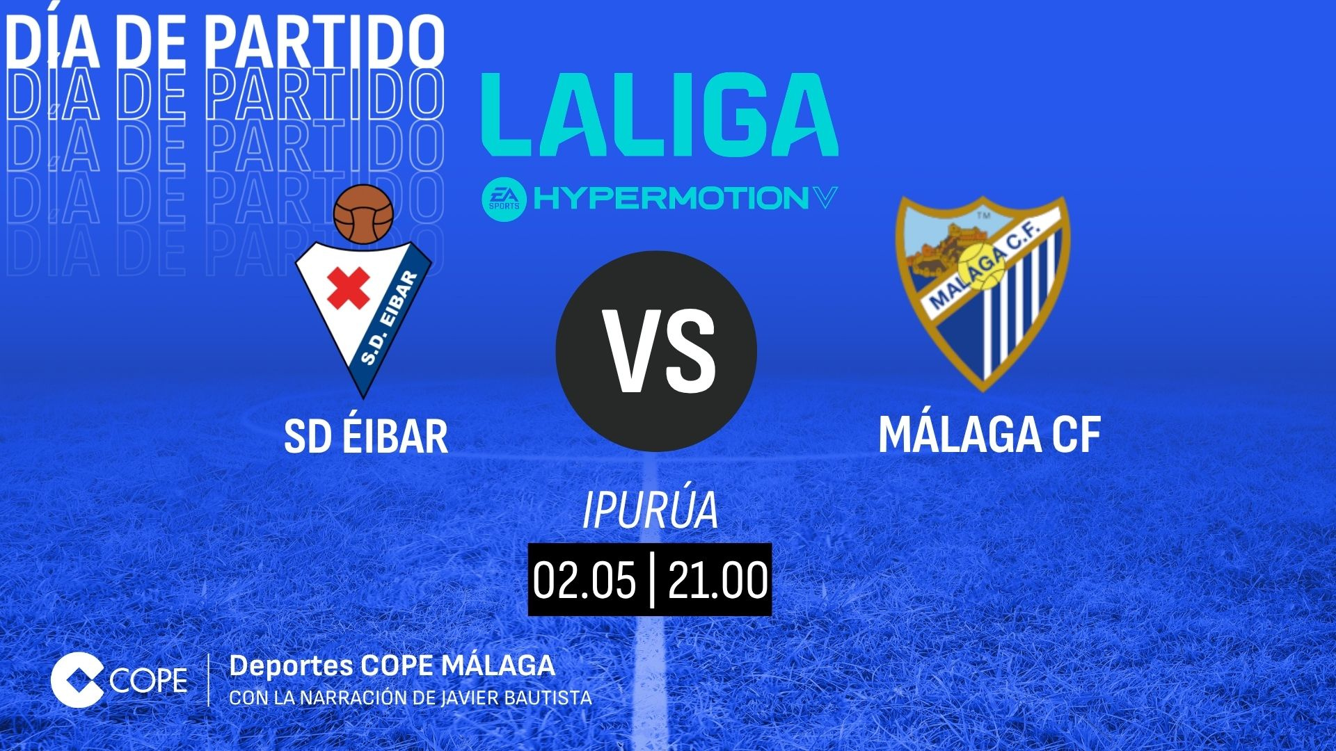 Horario y dónde ver y escuchar el Éibar - Málaga de esta noche