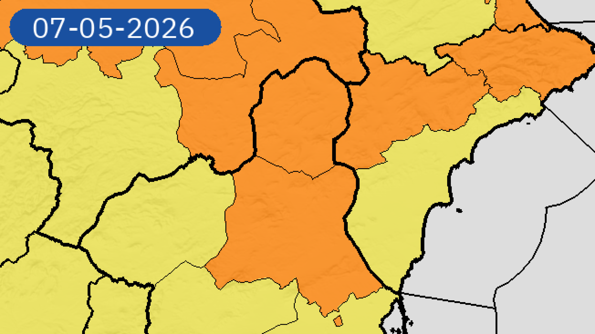 La AEMET eleva a naranja la alerta por lluvias en varias zonas de la Región de Murcia en una jornada en la que pueden dejar hasta 35 litros