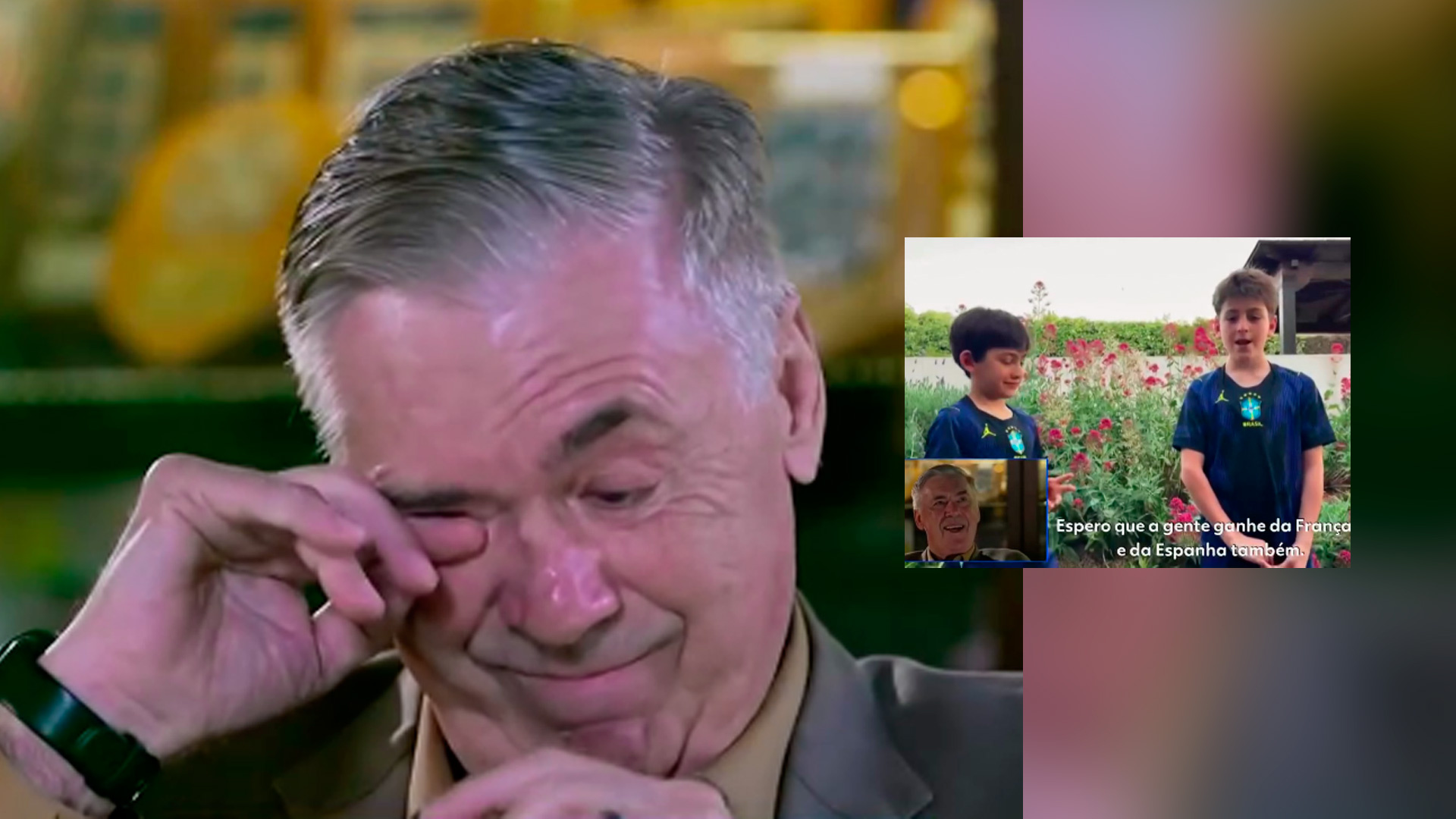 Carlo Ancelotti se emociona durante una entrevista con un mensaje de sus nietos antes de partir para el Mundial