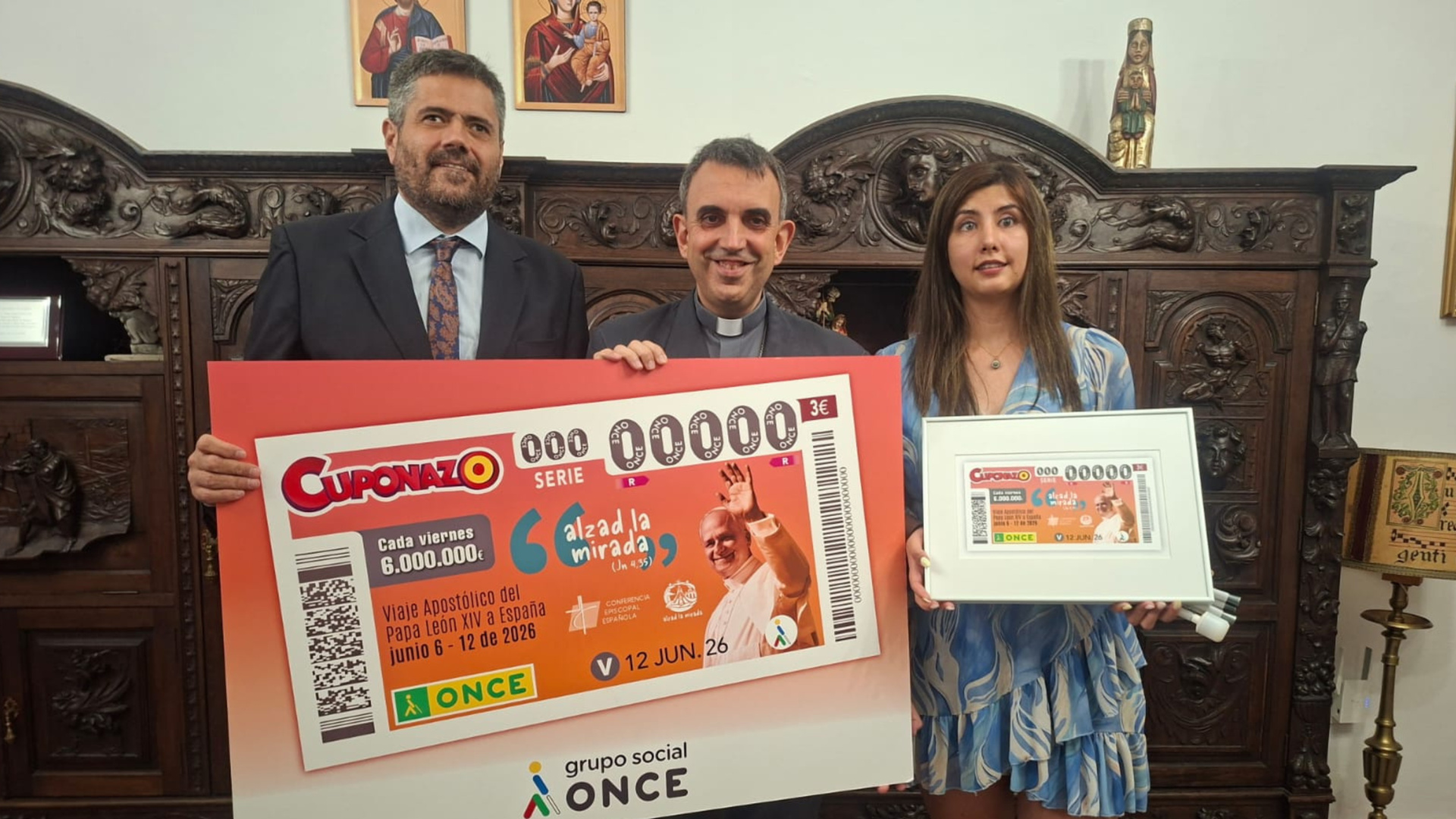 La ONCE celebra la visita del Papa León XIV a España con un cupón conmemorativo