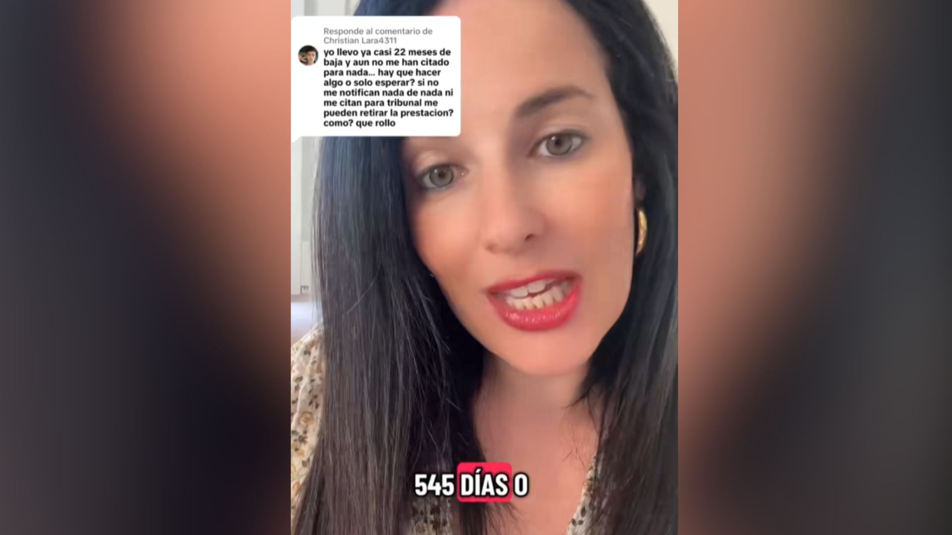 Inma, abogada: "Si llevas muchos meses de baja médica, la prestación por incapacidad temporal no te la pueden retirar independientemente de que lleves 545 días"