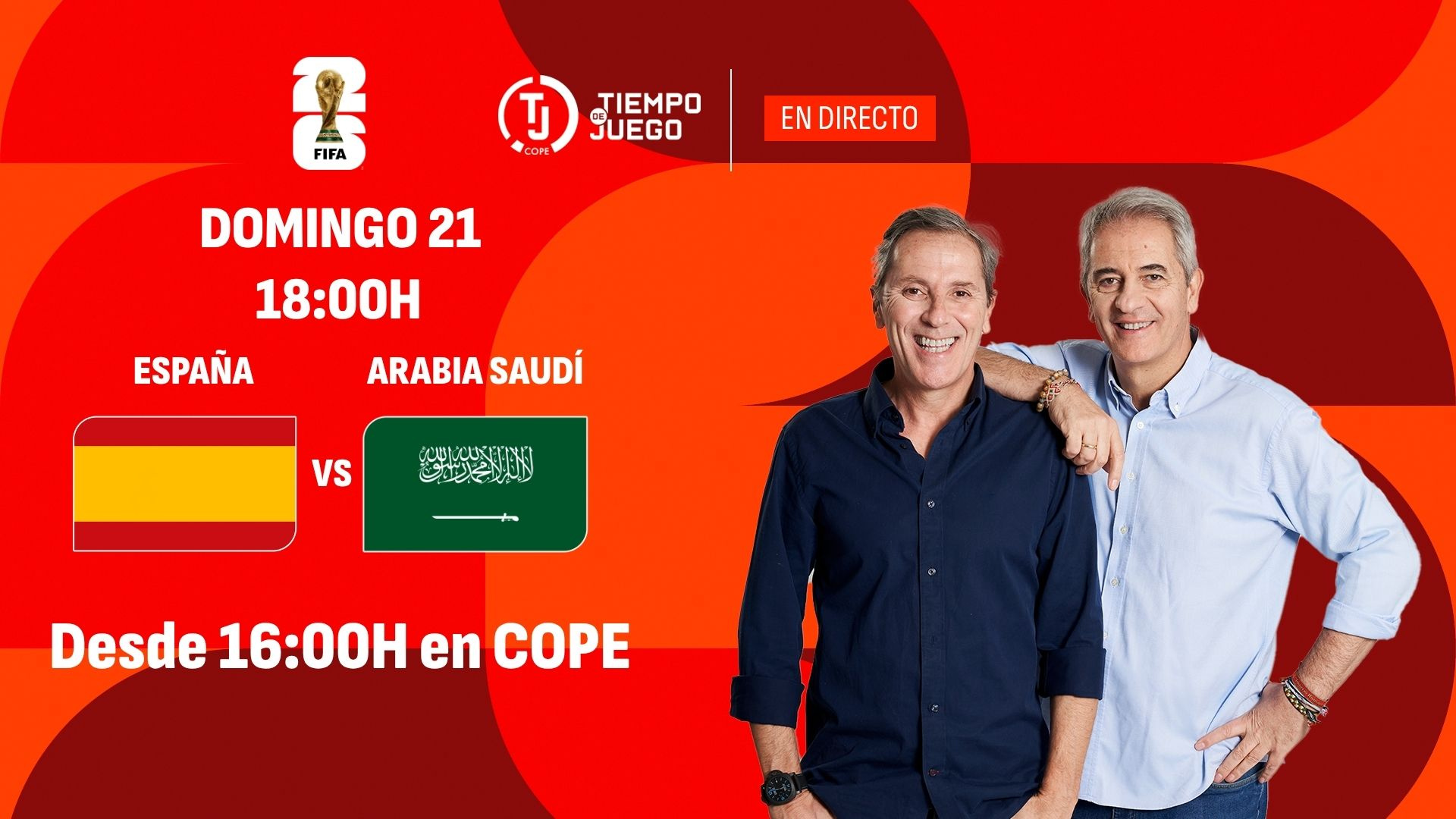 Sigue en directo en Tiempo de Juego desde las 16:00h el partido de España contra Arabia Saudí en el Mundial